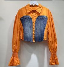 Denim Patchwork Crop Shirt